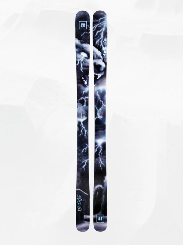 TOPSHEET VIEW OF ARMADA UNISEX BDOG 94 DOWNHILL SKIS FEATURES SOFT FLEX, POPLAR ASH WOODCORE, PARK …