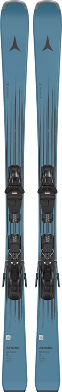 TOPSHEET VIEW OF ATOMIC UNISEX MAVERICK 78 + M 10 GW DOWNHILL SKIS FEATURES STABILITY AT HIGH SPEED…