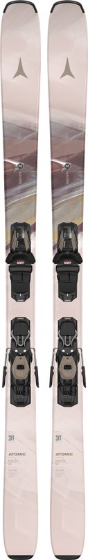 TOPSHEET VIEW OF ATOMIC WOMENS MAVEN 84 R + M 10 GW DOWNHILL SKIS FEATURES LIGHT WOODCORE AND DURA …