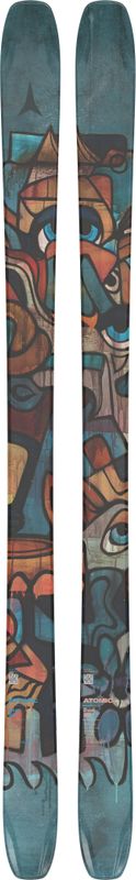 TOPSHEET VIEW OF ATOMIC UNISEX BENT 90 DOWNHILL SKIS FEATURES LIGHT WOODCORE, VERSATILE IN ANY TERR…