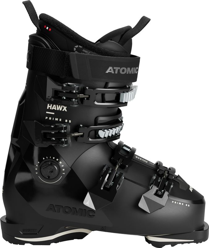 RIGHT VIEW OF ATOMIC WOMENS HAWX PRIME 85 DOWNHILL SKI BOOT FEATURES SOFT FLEX AND INCREASED RESPON…
