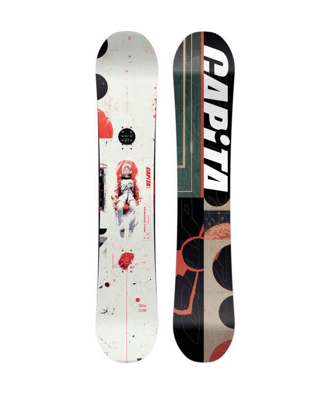 FULL VIEW OF CAPITA UNISEX OUTERSPACE LIVING SNOWBOARD FEATURES MORE FORGIVING FLEX AND DIRECTIONAL…
