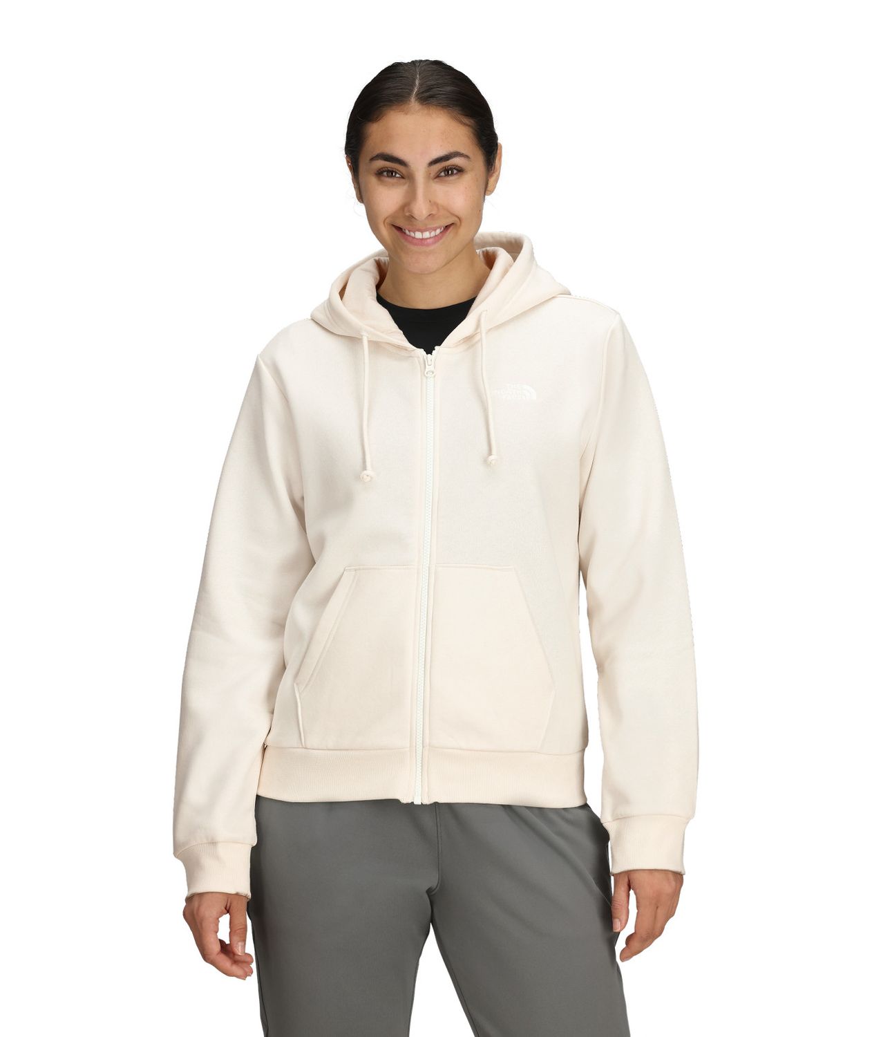 MAIN IMAGE OF THE NORTH FACE WOMENS EVOLUTION SIMPLE DOME FULL ZIP HOODIE IN WHITE DUNE XS WITH HAN…