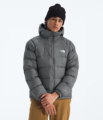 FRONT VIEW OF THE NORTH FACE MENS HYDRENALITE™ DOWN HOODED WINTER JACKET FEATURES 600-FILL DOWN INS…