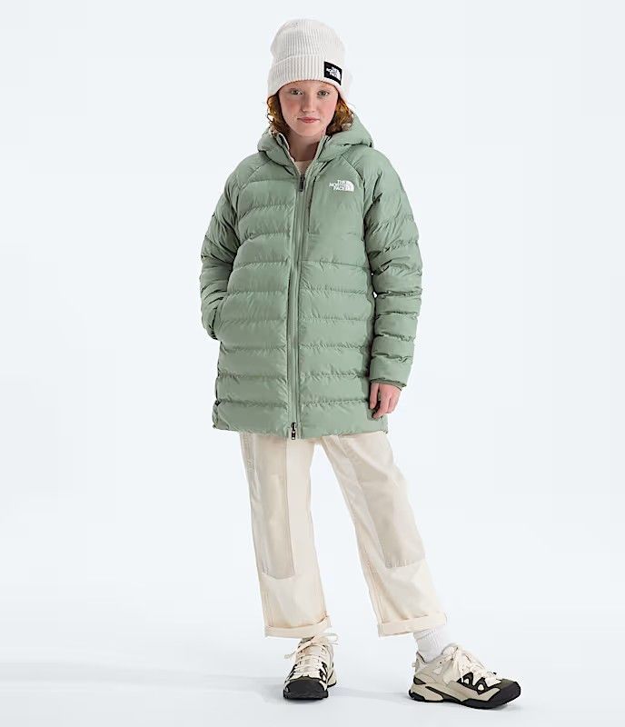 MAIN IMAGE OF THE NORTH FACE YOUTH GIRLS&#39; REVERSIBLE PERRITO PARKA IN SLATE MOSS XS WITH WATER REPE…