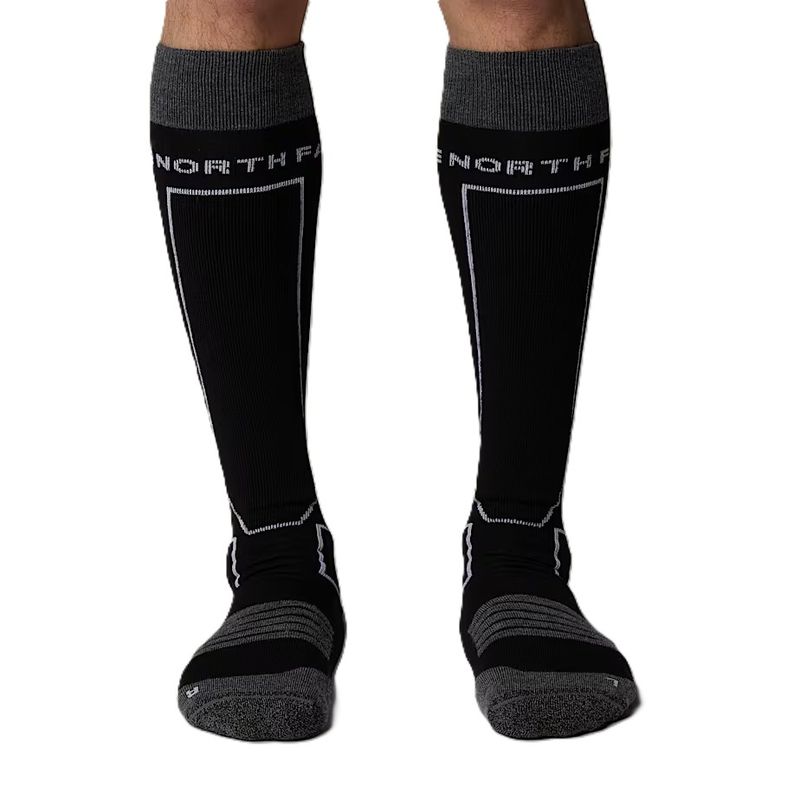 FRONT VIEW OF THE NORTH FACE UNISEX RESORT SKI SOCKS FEATURES EXTRA CUSHIONING THROUGHOUT AND KNEE …