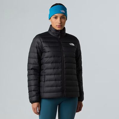 FRONT VIEW OF THE NORTH FACE WOMENS CLASSIC DOWN WINTER JACKET FEATURES 700-FILL DOWN INSULATION AN…