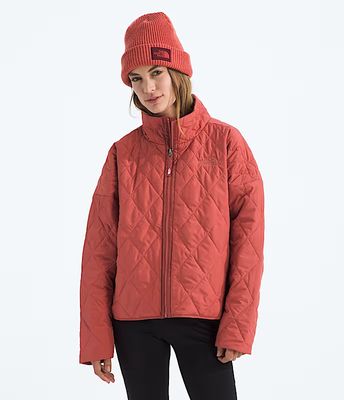 FRONT VIEW OF THE NORTH FACE WOMENS DIAMOND PEAK INSULATED WINTER JACKET FEATURES WATER REPELLENCY …