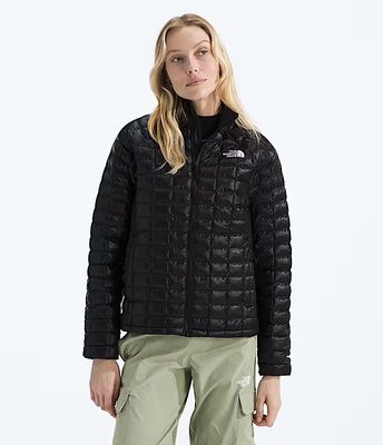 FRONT VIEW OF THE NORTH FACE WOMENS THERMOBALL™ WINTER JACKET FEATURES WINDPROOF FABRIC AND WARM SY…