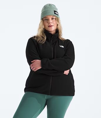 FRONT VIEW OF THE NORTH FACE WOMENS PLUS GLACIER FLEECE SWEATER FEATURES SOFT FLEECE FABRIC AND ADD…