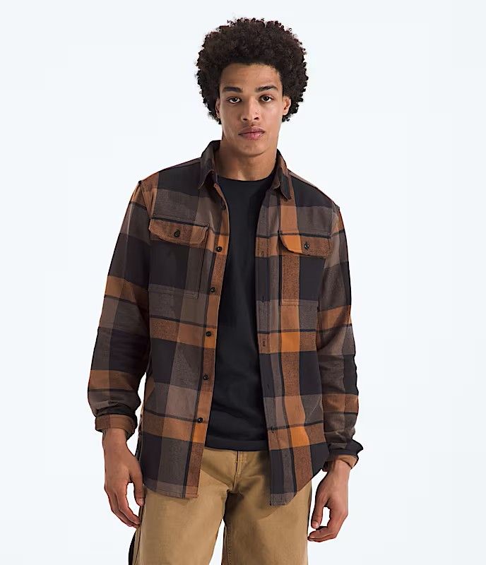 MAIN IMAGE OF THE NORTH FACE MENS ARROYO FLANNEL PLAID LONG SLEEVE SHIRT IN BURNT UMBER MACRO SMALL…
