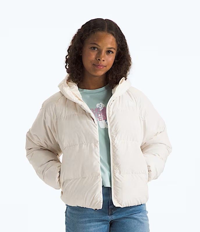 MAIN IMAGE OF THE NORTH FACE YOUTH GIRLS&#39; NORTH DOWN HOODED WINTER JACKET IN WHITE DUNE XS WITH 600…