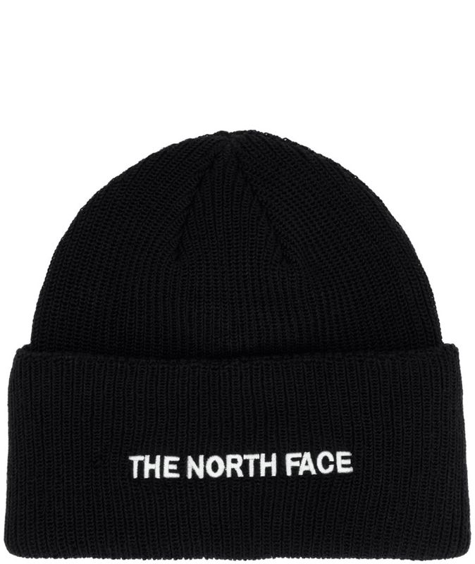 FRONT VIEW OF THE NORTH FACE UNISEX URBAN EMBROIDERED BEANIE WINTER HAT FEATURES SOFT FABRIC AND RO…