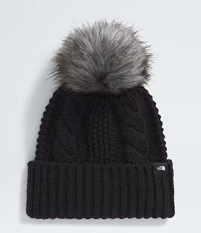 MAIN IMAGE OF THE NORTH FACE YOUTH OH MEGA FUR POM BEANIE WINTER HAT IN TNF BLACK O/S WITH OVERSIZE…