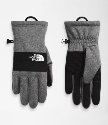 PALM AND BACK OF HAND VIEW OF THE NORTH FACE MENS SIERRA ETIP™ GLOVE FEATURES STRETCH MATERIALS AND…