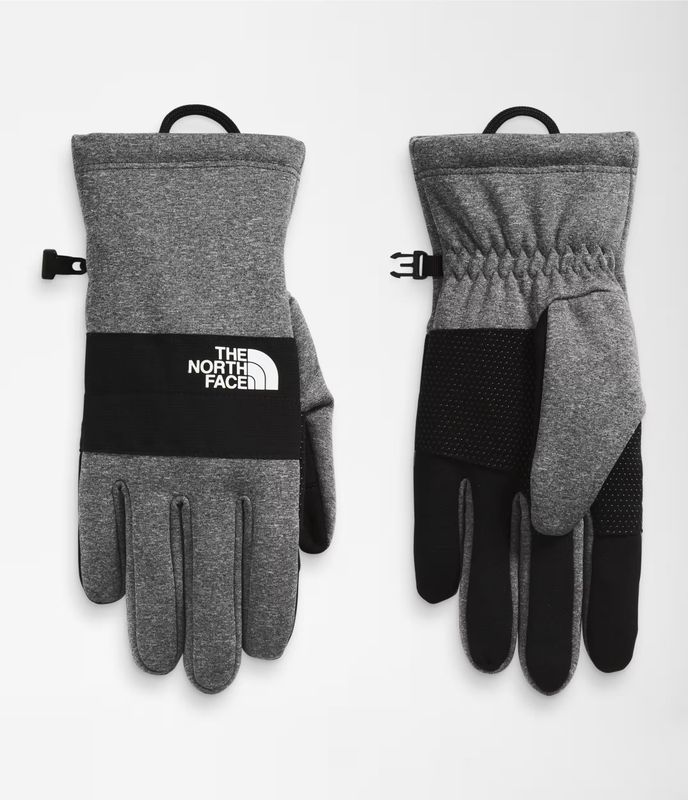 PALM AND BACK OF HAND VIEW OF THE NORTH FACE MENS SIERRA ETIP™ GLOVE FEATURES STRETCH MATERIALS AND…