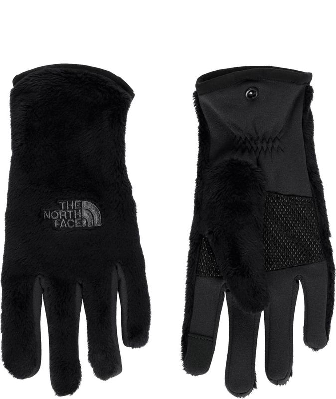 PALM AND BACK OF HAND VIEW OF THE NORTH FACE WOMENS OSITO ETIP™ GLOVE FEATURES ULTRA-SOFT FLEECE FA…
