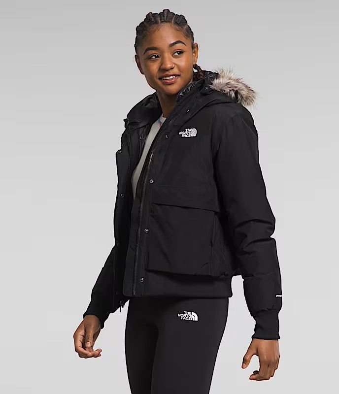 MAIN IMAGE OF THE NORTH FACE WOMENS ARCTIC BOMBER WINTER JACKET IN TNF BLACK/NPF XS WITH 600-FILL D…