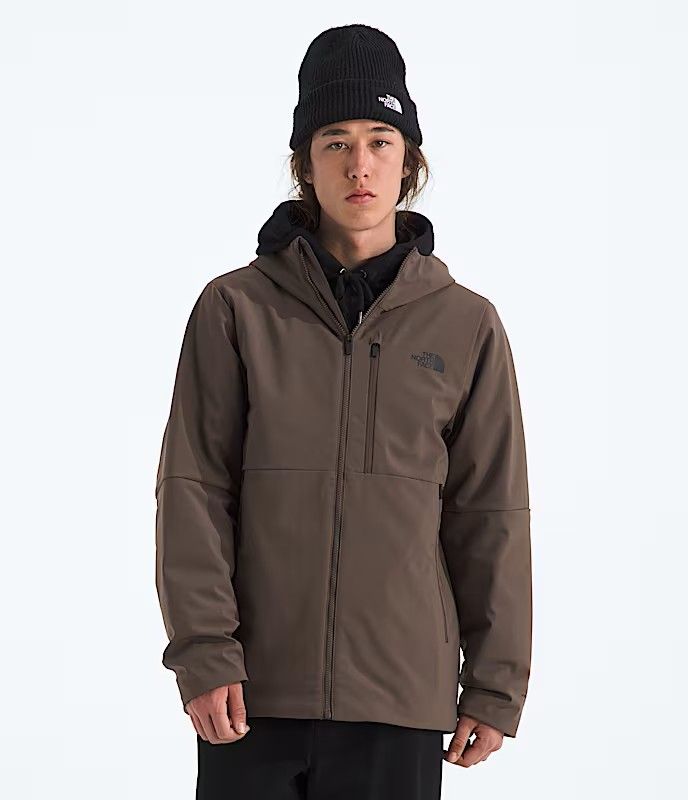 FRONT VIEW OF THE NORTH FACE MENS APEX ELEVATION SOFTSHELL JACKET FEATURES WATER REPELLENCY AND STR…