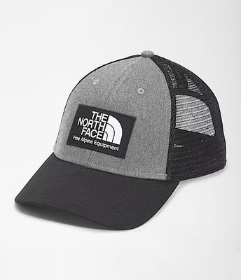 FRONT VIEW OF THE NORTH FACE UNISEX MUDDER TRUCKER CAP FEATURES QUICK DRYING AND ADJUSTABLE SNAPBAC…