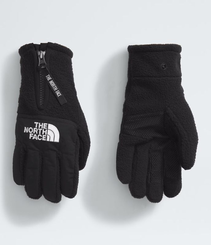 PALM AND BACK OF HAND VIEW OF THE NORTH FACE UNISEX DENALI ETIP™ GLOVE FEATURES WATER REPELLENCY AN…