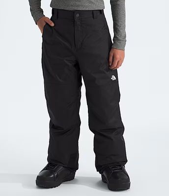 FRONT VIEW OF THE NORTH FACE YOUTH BOYS&#39; FREEDOM INSULATED SNOW PANT FEATURES WATERPROOFING AND WAR…