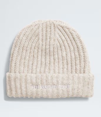 FRONT VIEW OF THE NORTH FACE UNISEX FOHAIR CABIN BEANIE WINTER HAT FEATURES SOFT FABRIC AND MAXIMUM…