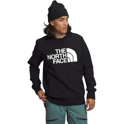FRONT VIEW OF THE NORTH FACE MENS TEKNO LOGO HOODIE FEATURES WATER REPELLENCY TO KEEP YOU DRY AND A…