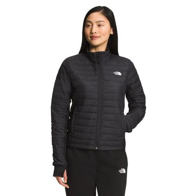 FRONT VIEW OF THE NORTH FACE WOMENS CANYONLANDS HYBRID WINTER JACKET FEATURES WATER REPELLENCY AND …
