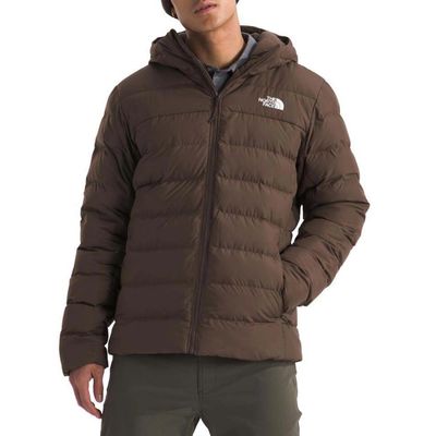 FRONT VIEW OF THE NORTH FACE MENS ACONCAGUA 3 LINED HOODED WINTER JACKET FEATURES 600-FILL DOWN INS…