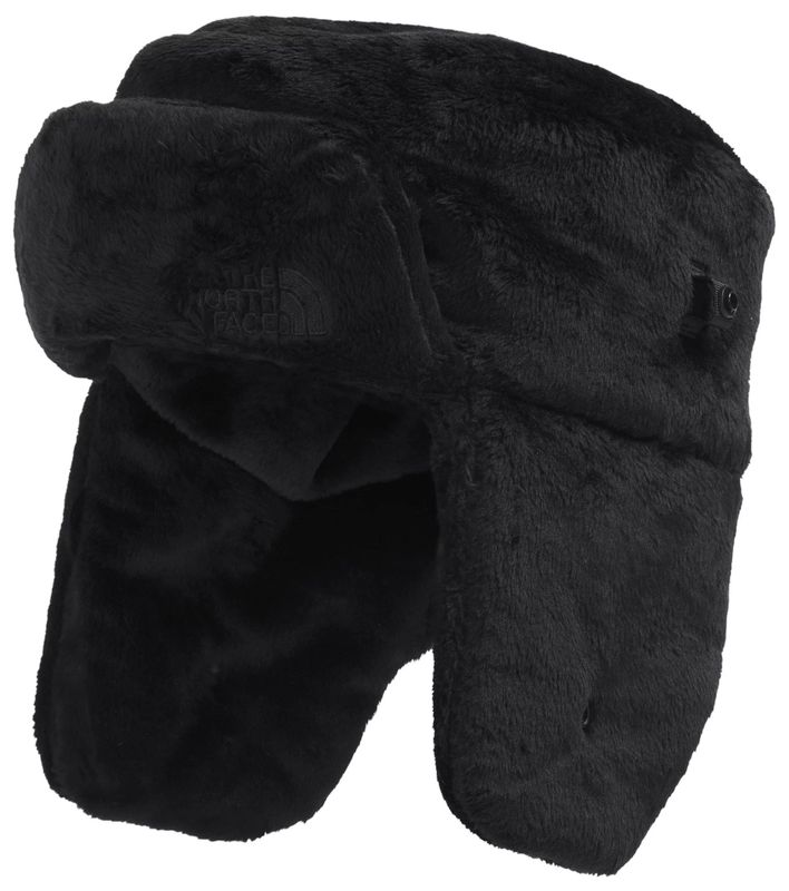 FRONT VIEW OF THE NORTH FACE WOMENS OSITO TRAPPER WINTER HAT FEATURES ULTRA-SOFT FLEECE FABRIC AND …