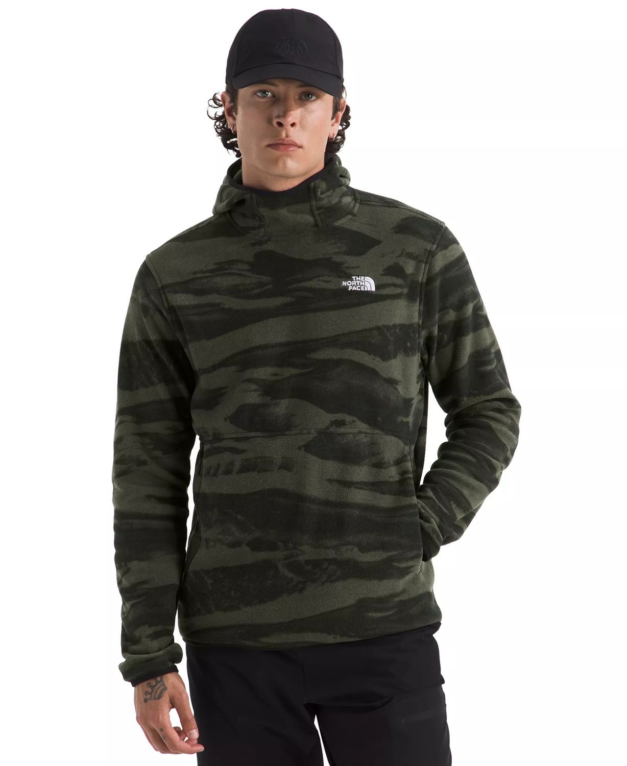MAIN IMAGE OF THE NORTH FACE MENS GLACIER FLEECE PULLOVER HOODIE IN NEW TAUPE GREEN EDGE OF LIGHT P…
