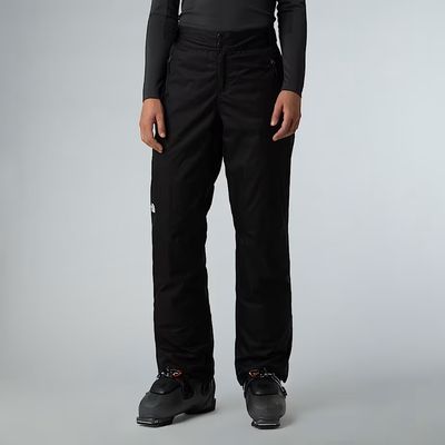 FRONT VIEW OF THE NORTH FACE WOMENS SALLY INSULATED SNOW PANT FEATURES WATERPROOFING AND WARM INSUL…