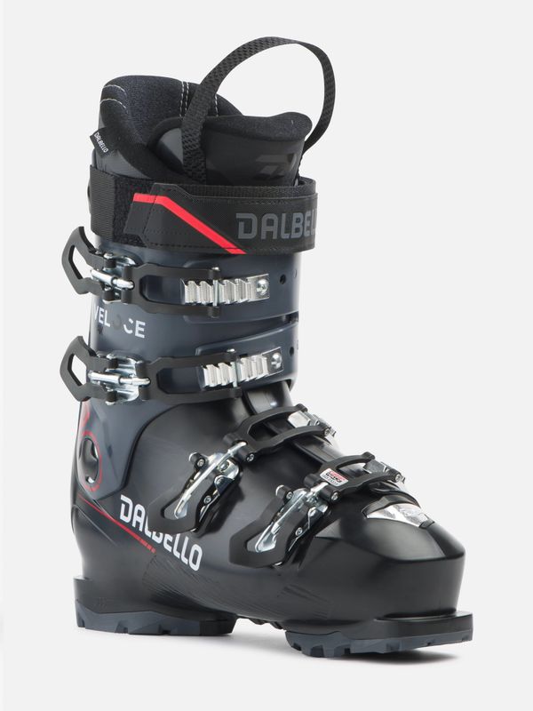 FRONT VIEW OF DALBELLO MENS VELOCE MAX GW 90 DOWNHILL SKI BOOT FEATURES EASY ENTRY AND GRIPWALK SOL…