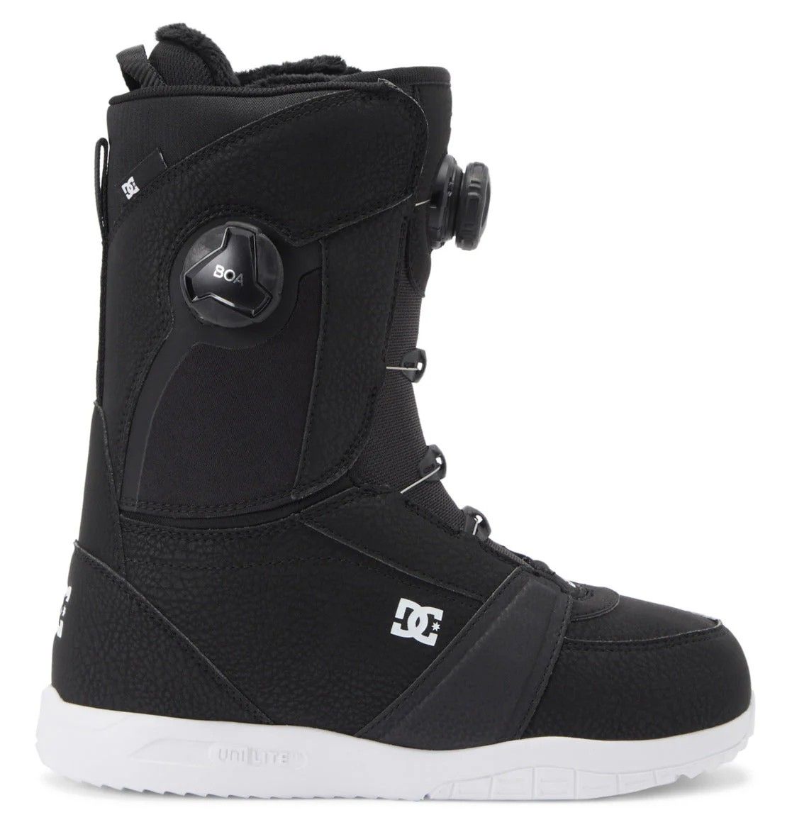MAIN IMAGE OF DC WOMENS LOTUS SNOWBOARD BOOTS IN BLACK/WHITE 7.5 WITH PREMIUM LINER AND DUAL ZONE B…