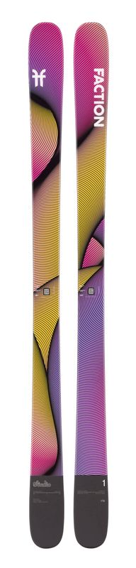 TOPSHEET VIEW OF FACTION UNISEX STUDIO 1 DOWNHILL SKIS FEATURES TWIN-TIP DESIGN AND XL SIDEWALL FOR…