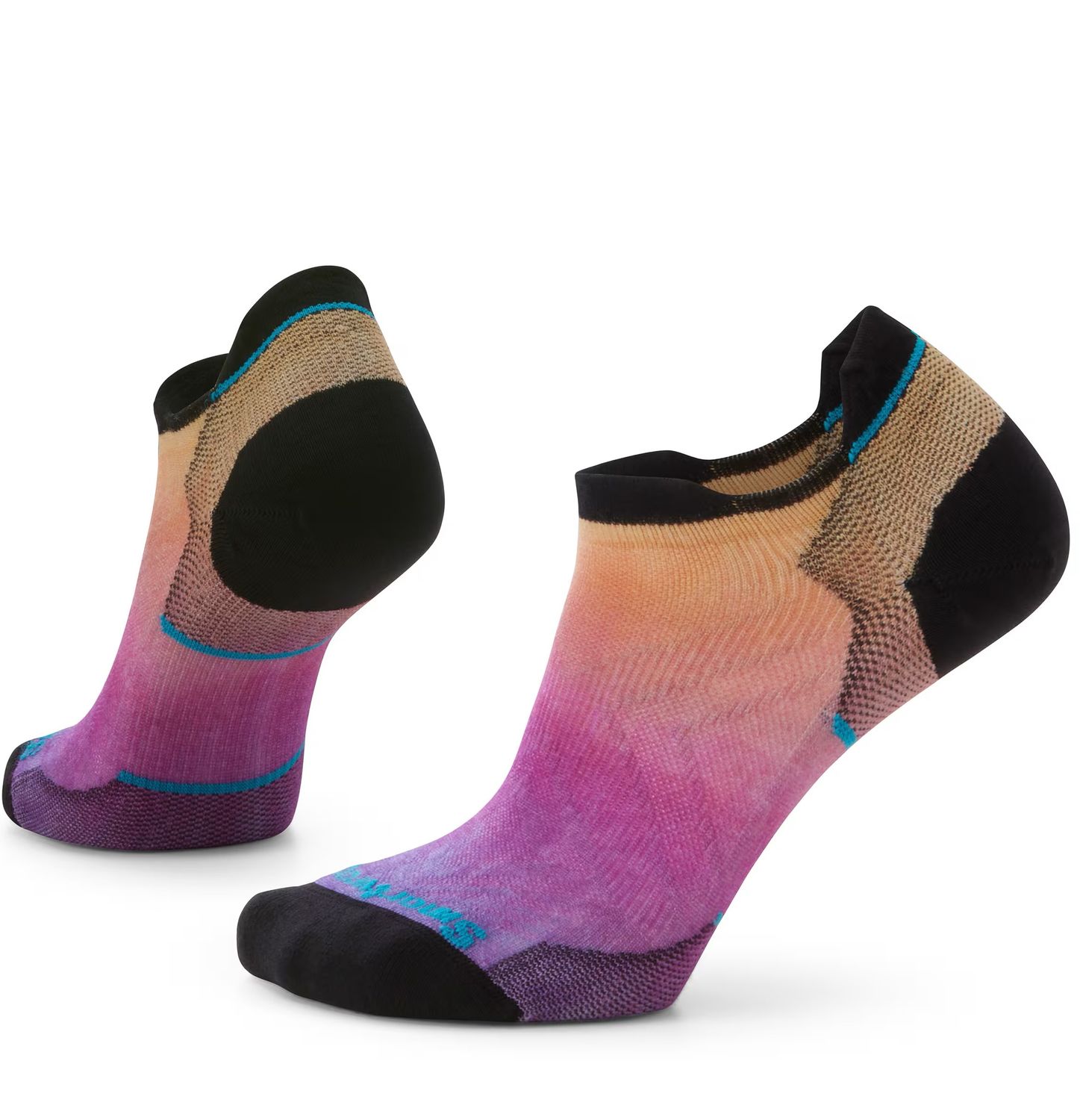 SMARTWOOL WOMENS RUN ZERO CUSHION OMBRE PRINT LOW ANKLE SOCKS 26, Color: TANDOORI ORANGE, Size: MEDIUM