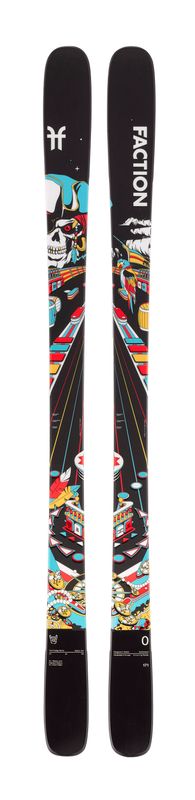 TOPSHEET VIEW OF FACTION UNISEX PRODIGY 0 DOWNHILL SKIS FEATURES FUSION WOODCORE AND DIRECTIONAL TW…