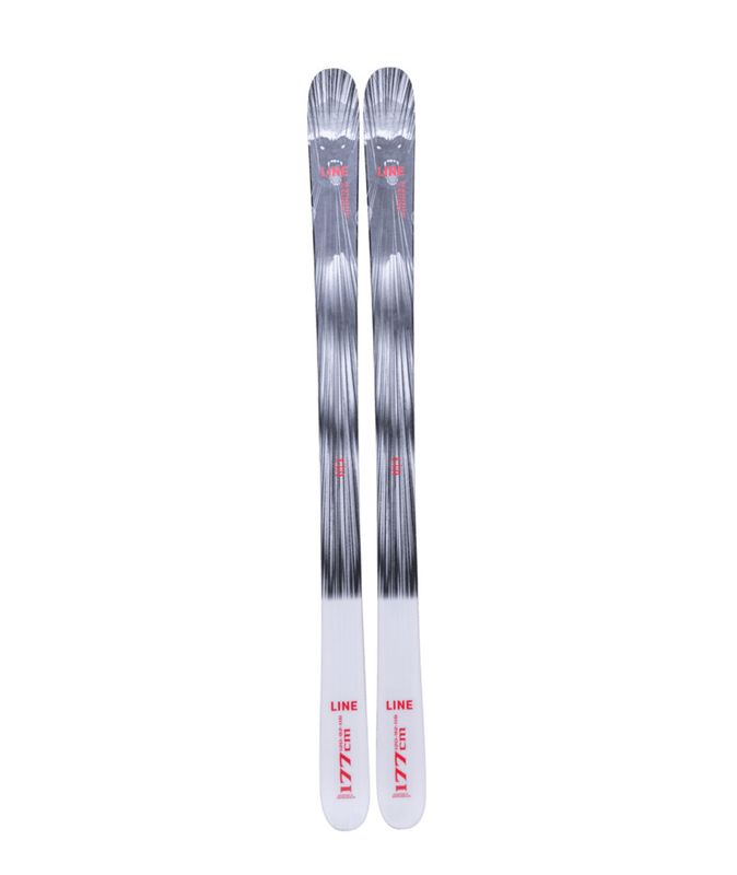 TOPSHEET VIEW OF LINE UNISEX HONEY BADGER DOWNHILL SKIS FEATURES INCREASED DURABILITY AND TWIN TIP …
