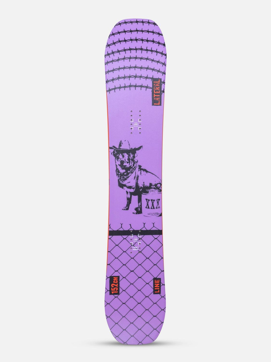 MAIN IMAGE OF LINE UNISEX LATERAL SNOWBOARD IN PURPLE/BLACK/RED 154W WITH JIB-FRIENDLY SHAPE AND GR…
