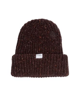 FRONT VIEW OF COAL UNISEX SHORELINE WINTER HAT FEATURES CLASSIC RIB KNIT AND WOOL FABRIC THAT’S SOF…