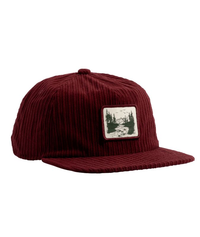 FRONT VIEW OF COAL UNISEX RALLY CRY CAP FEATURES STRETCH CORDUROY FABRIC, VINTAGE STYLE, AND BUILT …