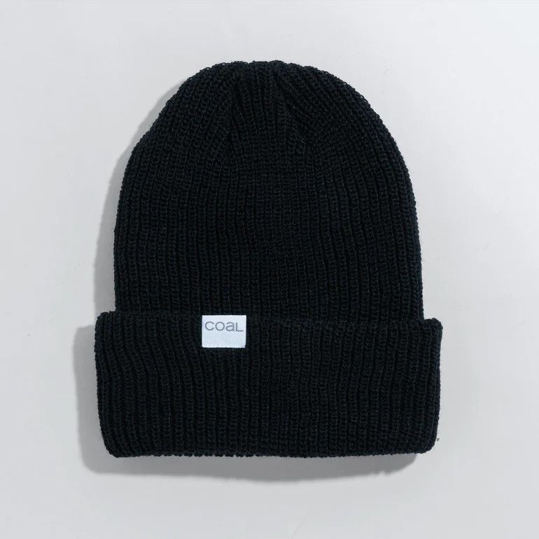 FRONT VIEW OF COAL UNISEX THE STANLEY WINTER HAT FEATURES ULTRA-COMFORTABLE RIB KNIT AND A GOOD AMO…