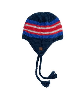 FRONT VIEW OF COAL UNISEX DORI WINTER HAT FEATURES EARFLAPS FOR WARMTH AND FLEECE LINED BAND INSIDE…