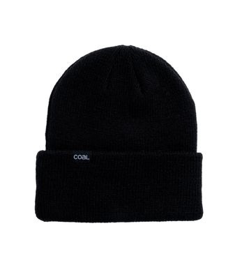 FRONT VIEW OF COAL UNISEX WAYNE WINTER HAT FEATURES THICK KNIT CONSTRUCTION FOR WARMTH AND SLIGHTLY…