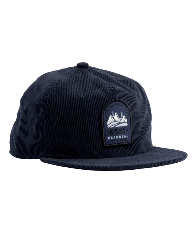 FRONT VIEW OF COAL UNISEX HILLTOP CAP FEATURES ADJUSTABLE SNAPBACK CLOSURE AND MOISTURE-WICKING SWE…