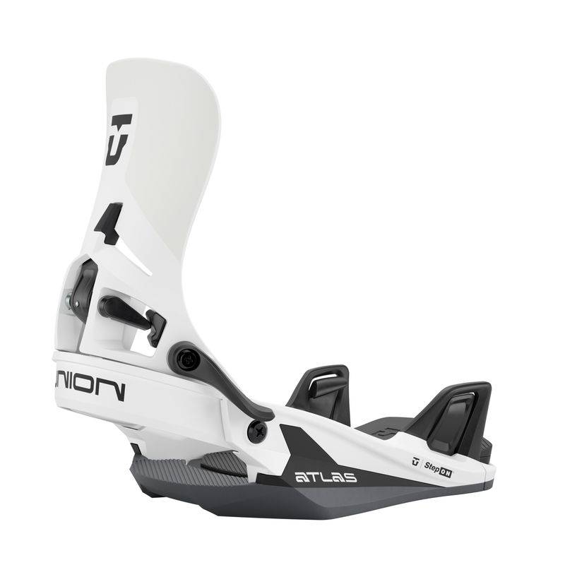 SIDE VIEW OF UNION MENS ATLAS STEP ON SNOWBOARD BINDING FEATURES FASTEST ENTRY SYSTEM AND EXTREMELY…