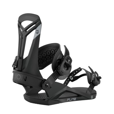 SIDE VIEW OF UNION MENS FLITE SNOWBOARD BINDING FEATURES LIGHTWEIGHT CONSTRUCTION AND ALL-MOUNTAIN …