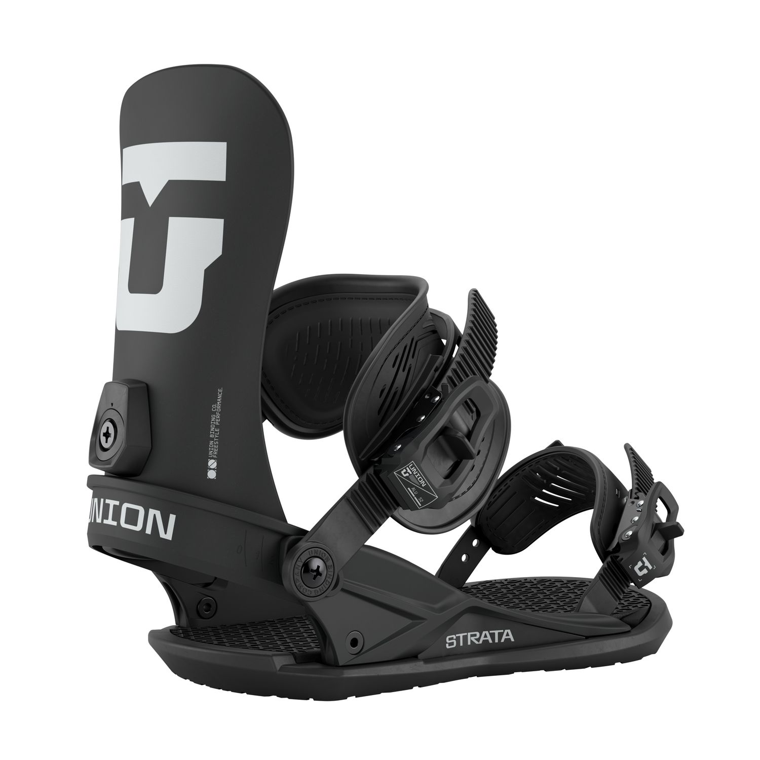 MAIN IMAGE OF UNION MENS STRATA SNOWBOARD BINDING IN BLACK MEDIUM WITH INDUSTRY-LEADING SHOCK ABSOR…