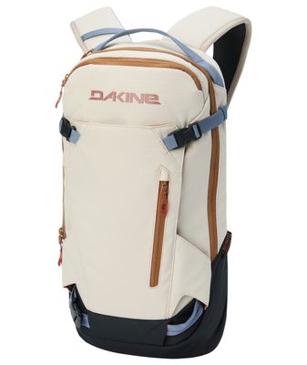 FRONT VIEW OF DAKINE MENS HELI 12L BACKPACK FEATURES LIGHTWEIGHT, FLEECE-LINED GOGGLE POCKET, AND E…
